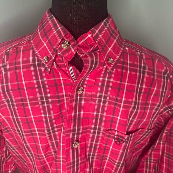 Ariat Pro Series Fitted Pink Shirt - Picture 2 of 14